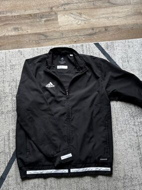 adidas Black Windbreaker Jacket with Reflective Trim